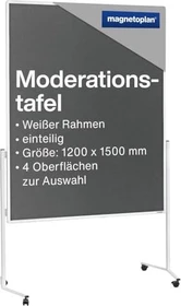 Magnetoplan Moderationstafel, mobile Pinnwand mit grauem Filz, grau/weiß, 120x150cm