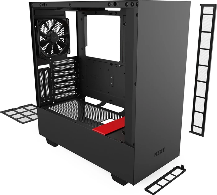 NZXT H510i, schwarz/rot, Glasfenster