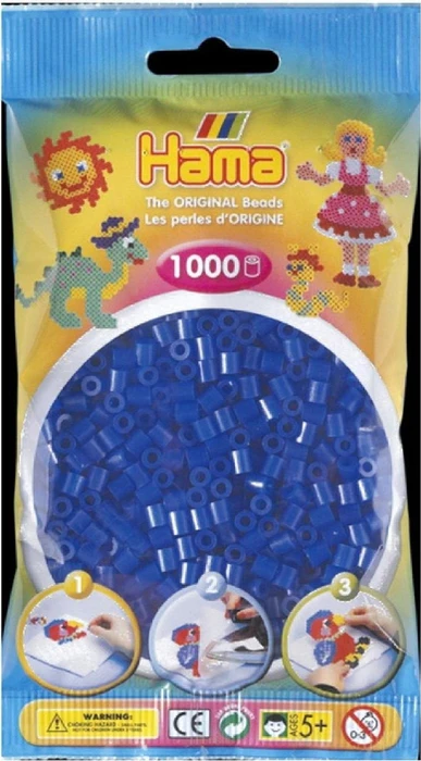 Hama midi Beutel mit Perlen 1000 Stück neon blau