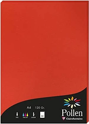 Clairefontaine Pollen Universalpapier korallenrot, A4, 120g/m², 50 Blatt