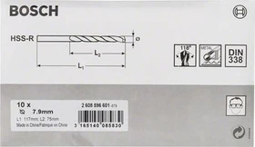 Bosch Professional HSS-R Spiralbohrer, 7.9x75x117mm, 10 Stück