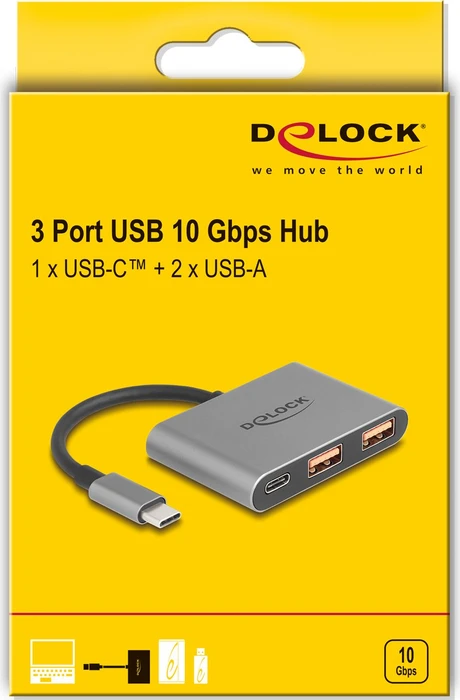 DeLOCK 3 Port USB Hub, USB-C 3.1 [Stecker]