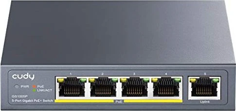 Cudy Desktop Gigabit Switch, 5x RJ-45, 60W PoE+