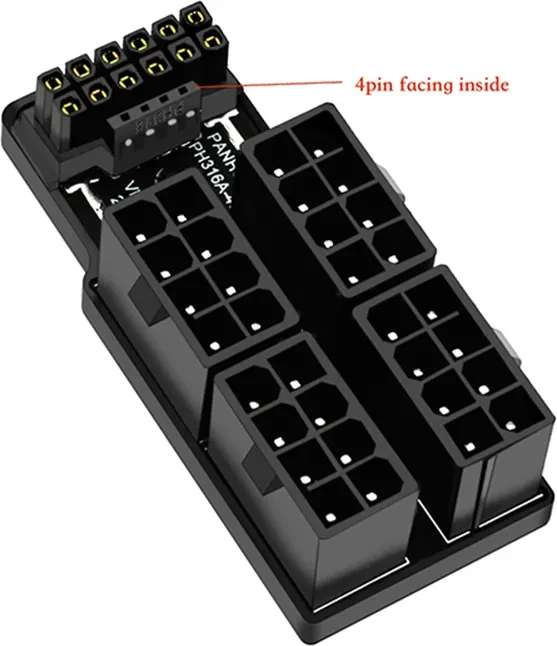 Phobya 12VHPWR Winkeladapter, 12VHPWR auf 4x 8-Pin PCIe Adapter, 180 Grad, rechts, weiß