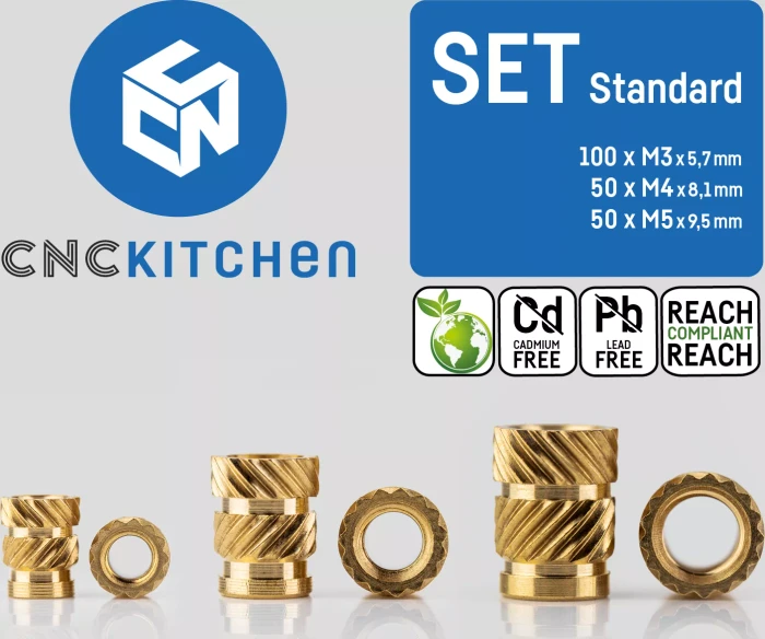 CNC Kitchen Gewindeinsatz Set Standard, 100x M3, 50x M4, 50x M5