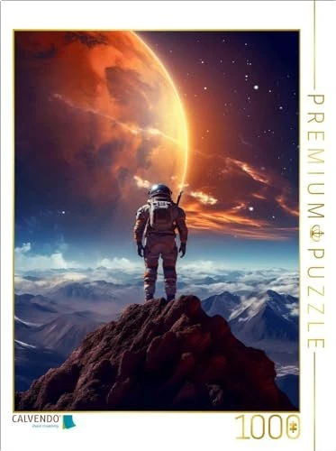 Calvendo Astronaut schaut einen Sonnenuntergang auf fernem Planeten