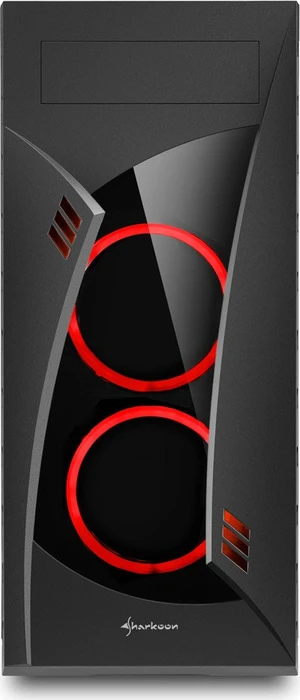 Sharkoon Night Shark Red, Glasfenster, Lüfter LED rot