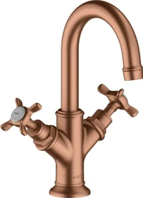 Hansgrohe Axor Montreux 2-Griff Waschbeckenarmatur 160 mit Kreuzgriffen und Ablauffernbedienung brushed red gold