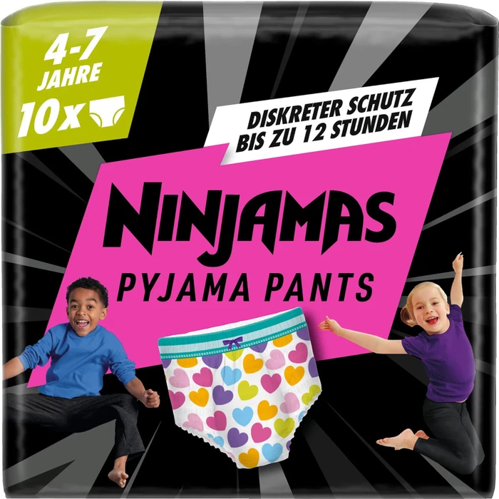 Pampers Ninjamas Pyjama Pants Girls Einwegwindel, 4-7J, 17-30kg, 10 Stück