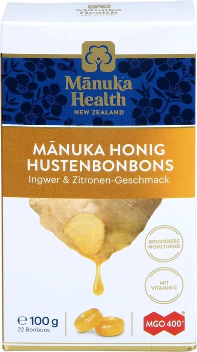 Manuka Health MGO 400+ Hustenbonbons Ingwer-Zitrone, 100g