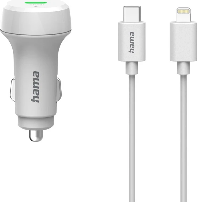 Hama Auto-Schnellladegerät mit Ladekabel Lightning PD 20W 1m weiß