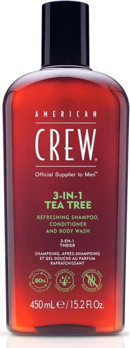 American Crew 3in1 Tea Tree Shampoo + Conditioner + Body Wash, 450ml
