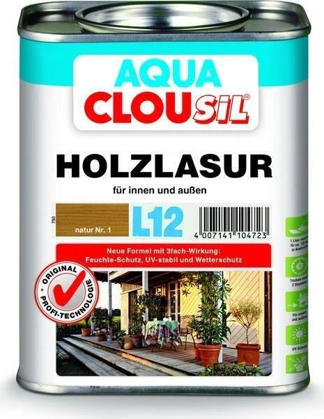 CLOU L12 Aqua CLOUsil Holz-Lasur natur, 750ml