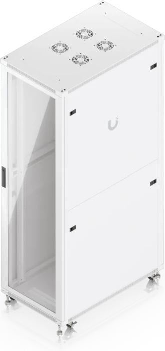 Ubiquiti 42U Rack Cabinet, 19" Rackschrank 42HE, mit Rollen, Glastür, weiß, 1000mm tief