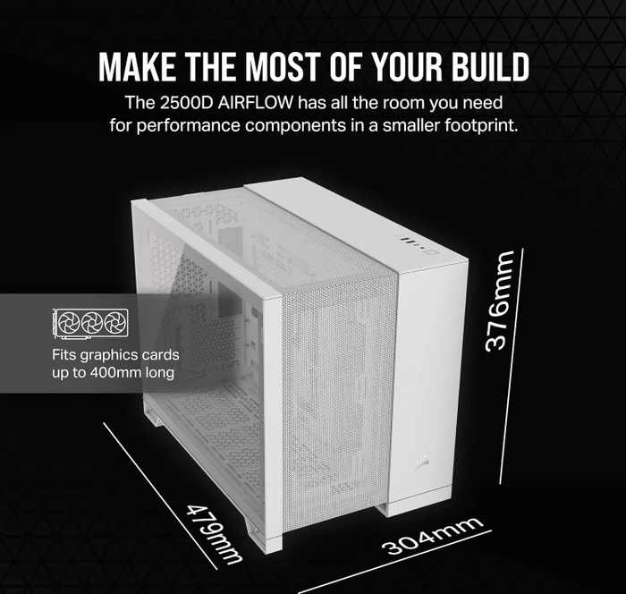 Corsair 2500D Airflow, weiß, Glasfenster
