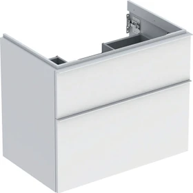 Geberit iCon Unterschrank für Handwaschbecken mit 2 Schubladen 74cm, Korpus und Front: weiß/lackiert matt, Griff: weiß/pulverbeschichtet matt