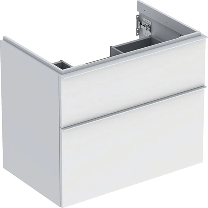 Geberit iCon Unterschrank für Handwaschbecken mit 2 Schubladen 74cm, Korpus und Front: weiß/lackiert matt, Griff: weiß/pulverbeschichtet matt