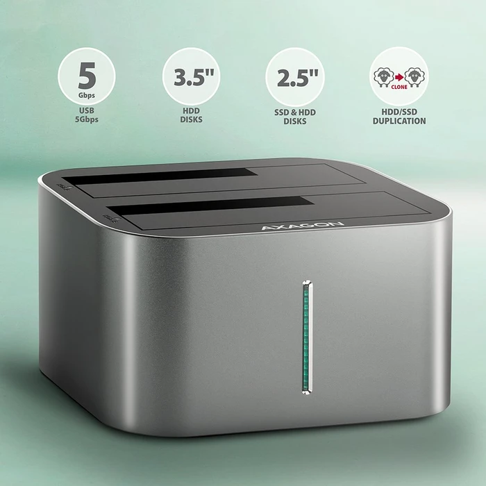 Axagon Dual Dock, 2.5"/3.5, USB-C 3.0