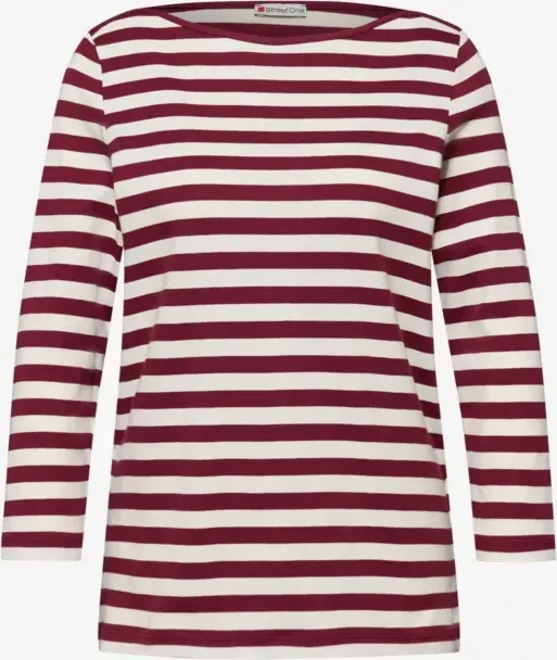 Street One Gestreiftes Shirt langarm truffle red (Damen)