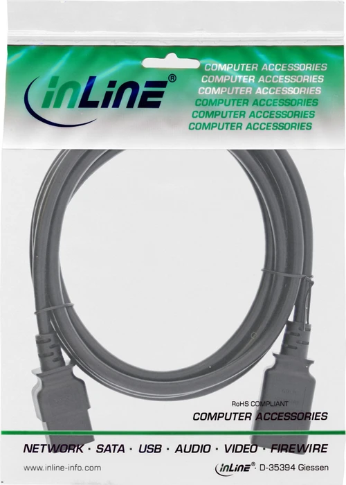 InLine Kaltgeräte Verlängerungskabel C19/C20 schwarz, 1.5m