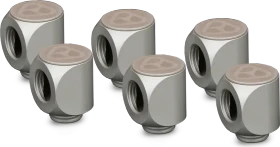 Thermal Grizzly DeltaMate Rotary 90°-Verbinder G1/4", matt nickel, 6er Pack