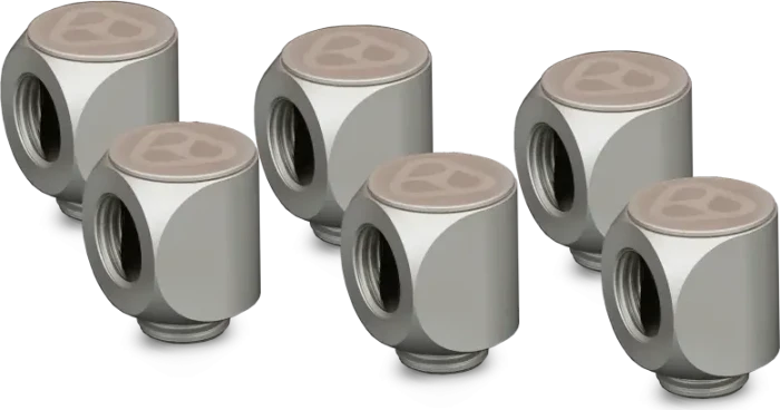 Thermal Grizzly DeltaMate Rotary 90°-Verbinder G1/4", matt nickel, 6er Pack