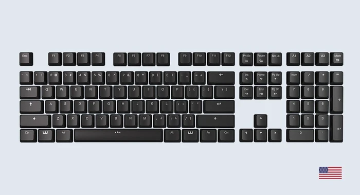 Wooting ABS Keycap Set, Kunststoff (ABS), OEM-Profil, schwarz, 108 Tasten, ANSI-US