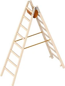 Layher Topic 1038 Holz 2-tlg. Stehleiter, 2x 8 Stufen
