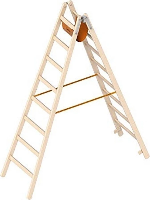 Layher Topic 1038 Holz 2-tlg. Stehleiter, 2x 8 Stufen