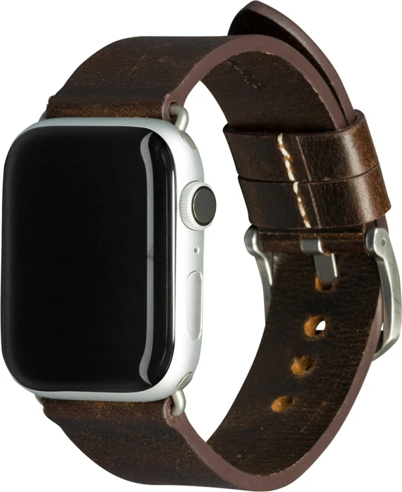 dbramante1928 Armband Bornholm für Apple Watch 42mm/44mm Dark Brown/silber