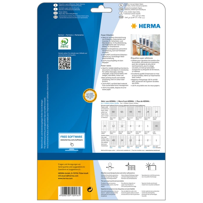 Herma Poweretiketten, 25.4x16.9mm, weiß, matt, 25 Blatt (2800 Etiketten)
