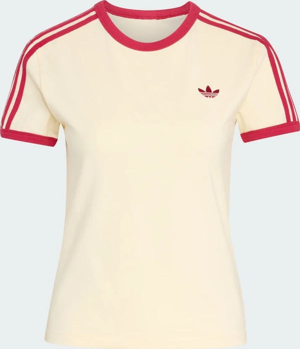 adidas 3-Streifen Slim T-Shirt kurzarm warm vanilla/team victory red (Damen)