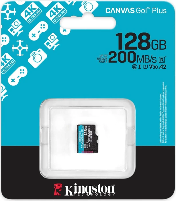 Kingston Canvas Go! Plus Gen4 R200 128GB, UHS-I U3, A2, Class 10