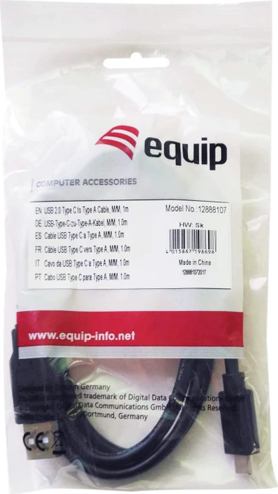 Equip Adapterkabel USB-C 2.0 [Stecker] auf USB-A 2.0 [Stecker], 1m, schwarz