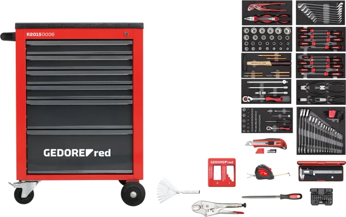 Gedore red R21560002 Mechanic Werkzeugwagen bestückt inkl. 166-tlg. Zubehör