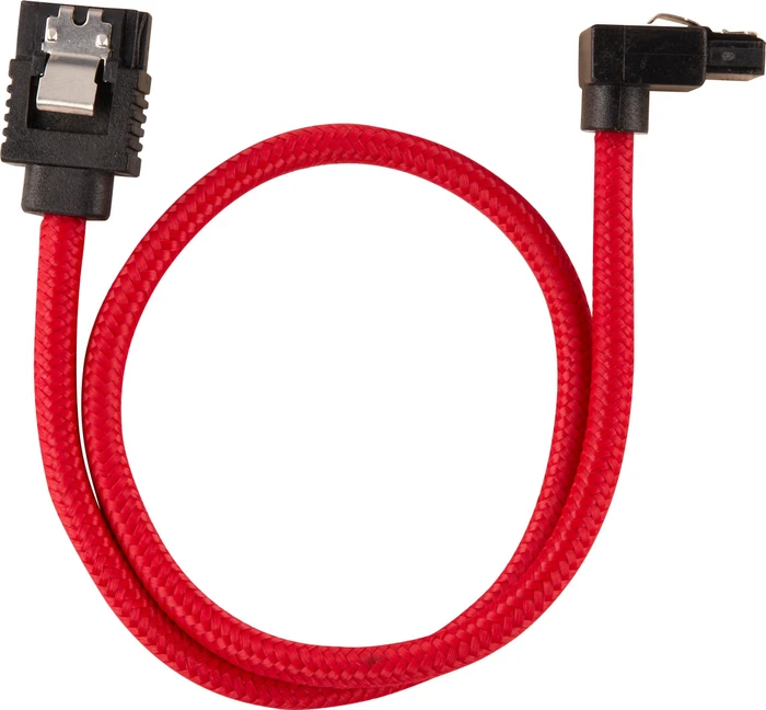Corsair Premium Sleeved SATA 6Gb/s Kabel rot 0.3m, gewinkelt