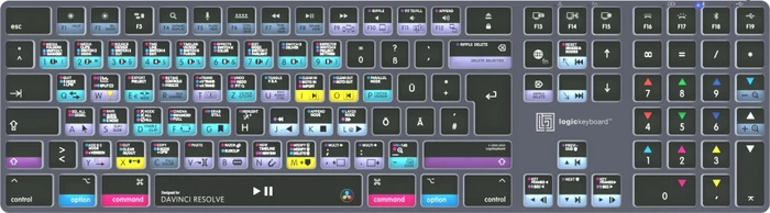 LogicKeyboard Titan Wireless DaVinci Resolve Mac, Titanium Gray, LEDs weiß, USB/Bluetooth, DE