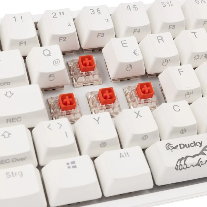 Ducky One 2 Pro Mini, PBT, weiß, LEDs RGB, Kailh Box RED, USB, DE