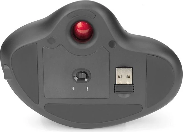 Digitus Wireless Ergonomic Trackball Mouse schwarz/rot, Bluetooth