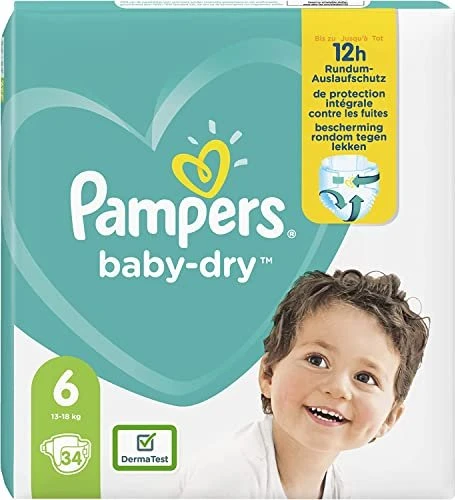 Pampers Baby-Dry Gr.6 Einwegwindel, 13-18kg, 34 Stück