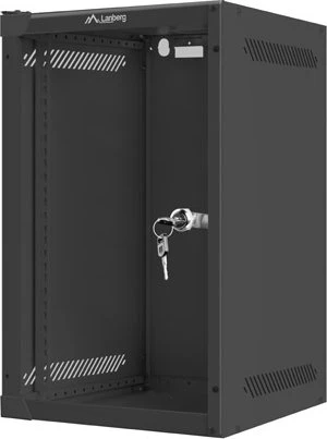 Lanberg WF10 Series 10" Rack Wandschrank 9HE, hängend, Flatpack, Glastür, IP20, RAL 9004, 310mm tief