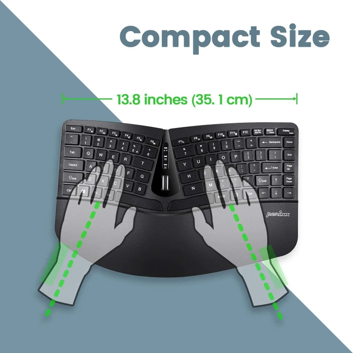 Perixx Periduo 606 Wireless Mini Ergonomic Split Keyboard and Vertical Mouse Combo schwarz, USB, ES