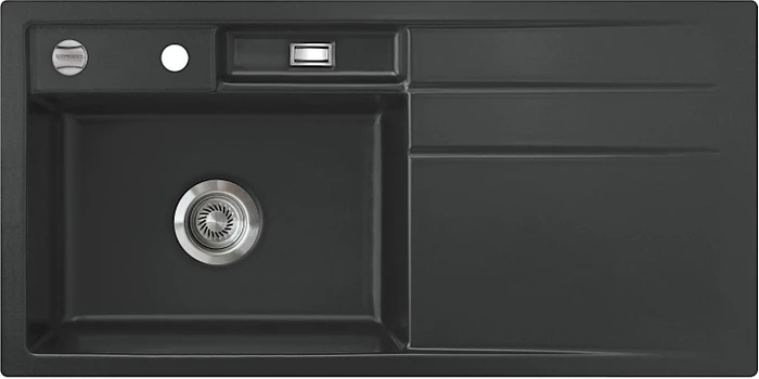 systemceram Bela 100 F Einbau Becken links mit Ablauffernbedienung schiefer