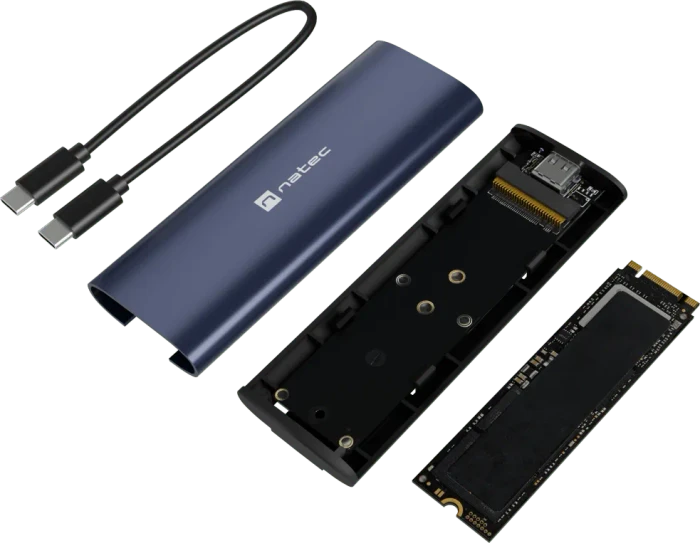 Natec Rhino M.2 NVMe Lite, Steel Navy, USB-C 3.1