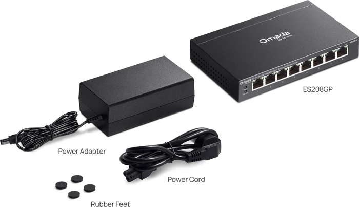 TP-Link Omada ES200 Desktop Gigabit Managed Switch, 8x RJ-45, 64W PoE+