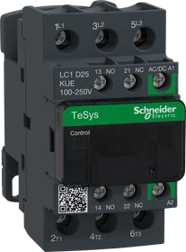 Schneider Electric Leistungsschütz LC1D 3p, +1S+1Ö, 11 kW, 25 A, 400 V AC3, Spule 100-250 V AC/DC