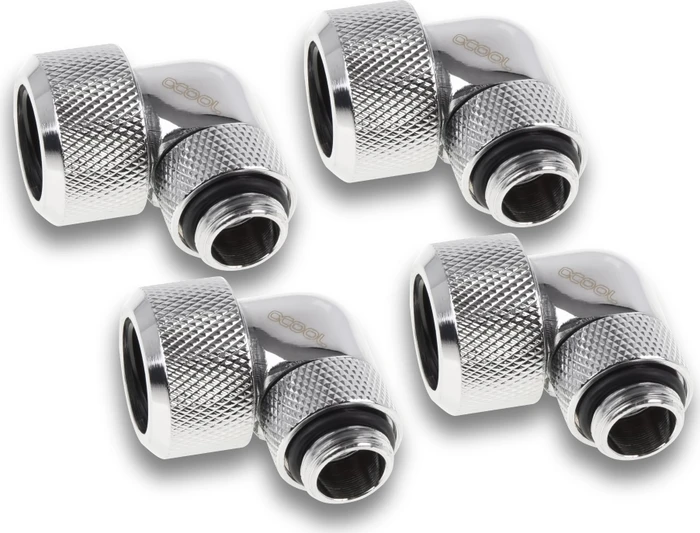 Alphacool Eiszapfen 90° G1/4" auf 16mm HardTube Anschraubtülle, verchromt, 4er-Pack