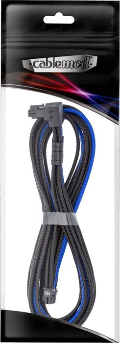 CableMod C-Series Pro ModMesh, 12V-2x6 Kabel, StealthSense, Corsair Type 5, 16-Pin PCIe Stecker auf 16-Pin PCIe 5.1 12V-2x6 Stecker, Adapterkabel, 90°, schwarz/blau, 65cm