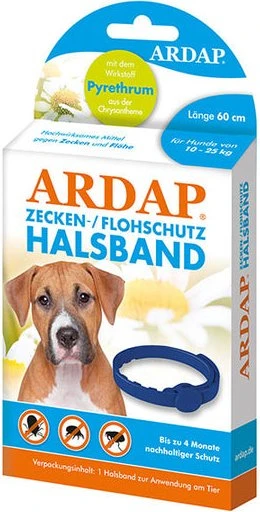 Ardap - Zecken- und Floh Halsband für mittlere Hunde bis 25kg, 60cm, 1 Stück