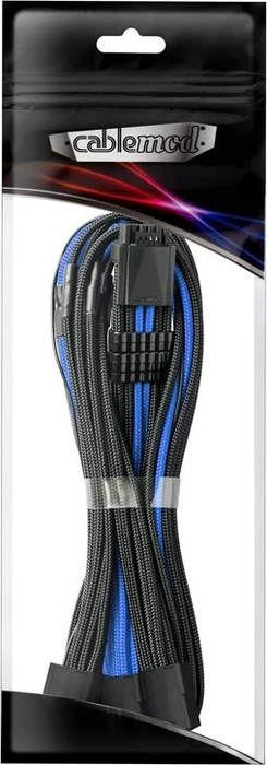 CableMod Pro ModMesh 12VHPWR PCI-e Extension, 3x 8-Pin PCIe Stecker auf 16-Pin PCIe 5.0 12VHPWR Stecker, Adapterkabel, schwarz/blau, 45cm